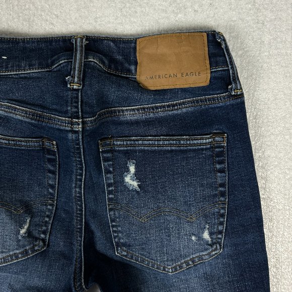 American Eagle Jeans Men 24x26.75* Airflex Distressed Skinny Blue Stretch - Picture 8 of 16